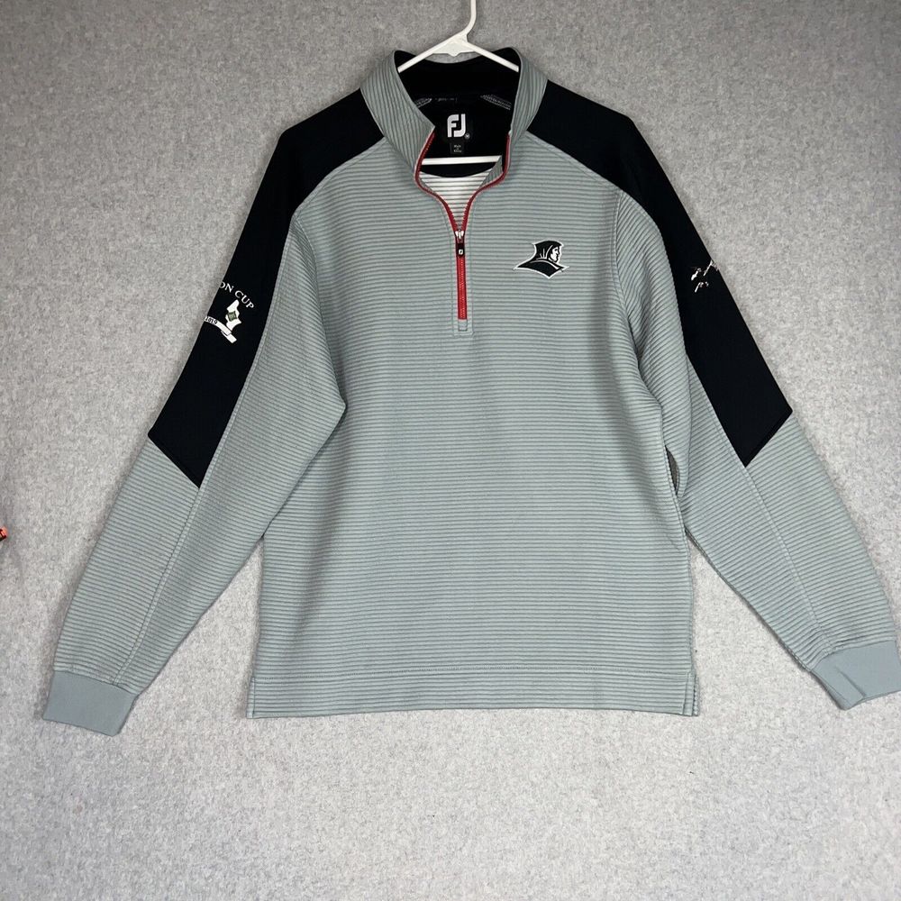 FOOTJOY Perfomance Ribbed 1/4 Zip Pullover Windshirt Men Medium Gray and Black